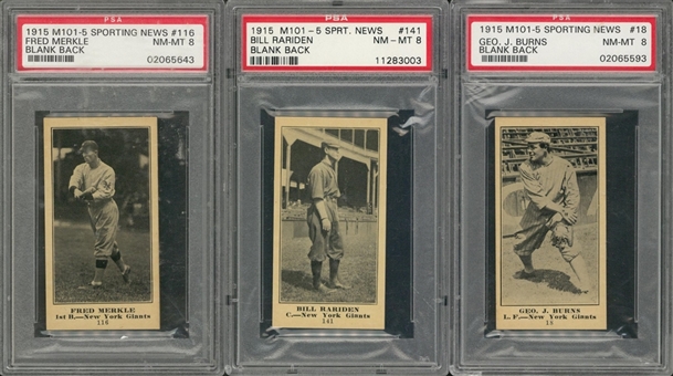 1916 M101-5 Sporting News PSA NM-MT 8 Trio (3 Different) 